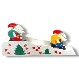 Vintage House of Lloyd Santa's Ski Slope Wooden Walking Mountain Climbers w Box